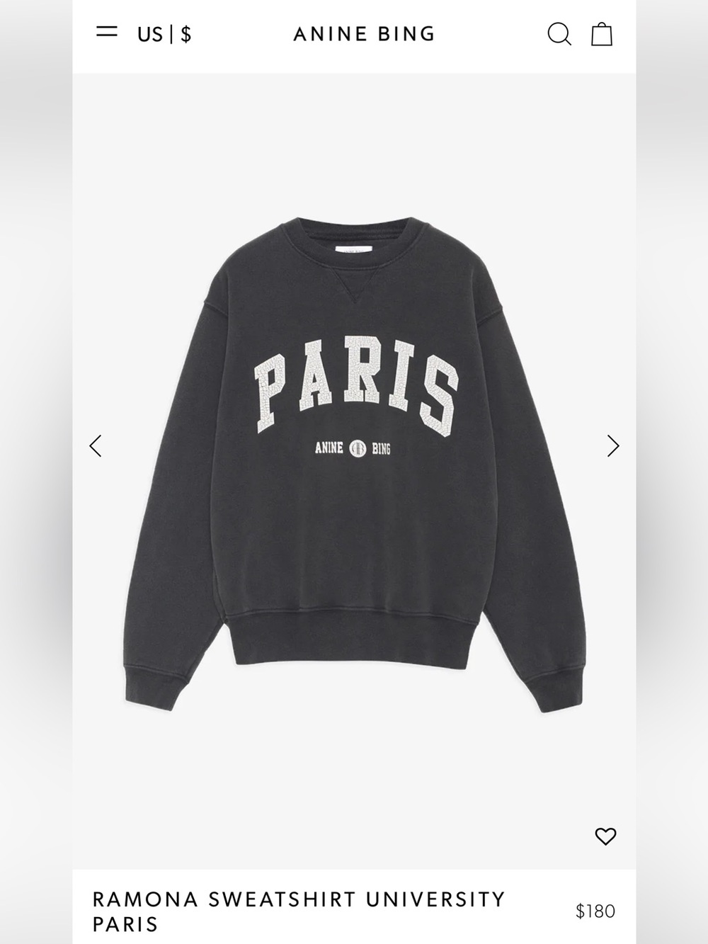Anine Bing Ramona Sweatshirt University Paris